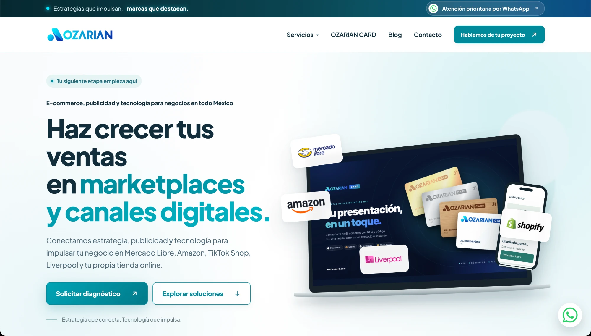 Sitio web de Ozarian en computadora: e-commerce, publicidad y tecnología